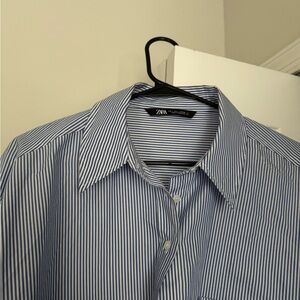 Zara Women’s Classic Blue Pinstripe DressShirt